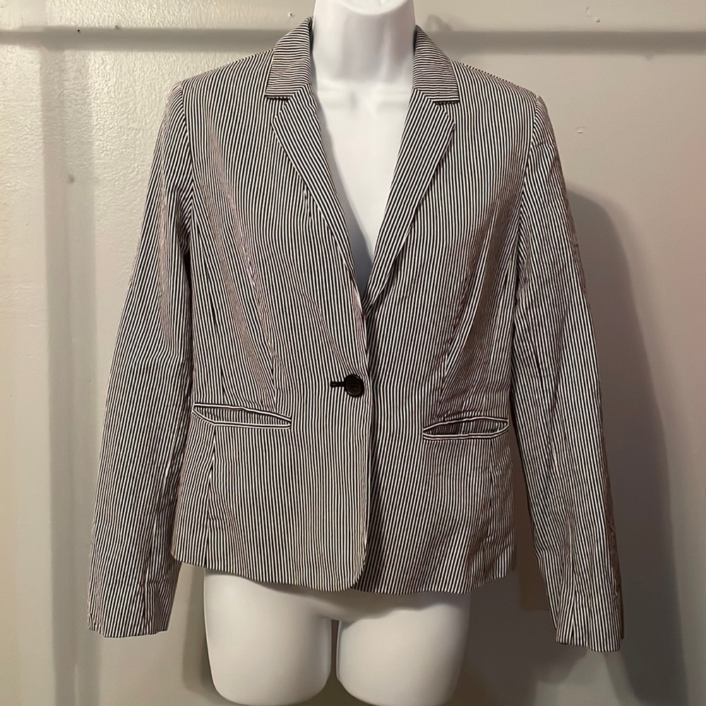 Banana Republic Blue & White Pinstripe Blazer Jacket Women's Size 2
